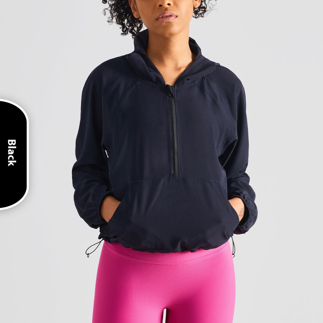 Half Zipper Drawstring Workout Clothes