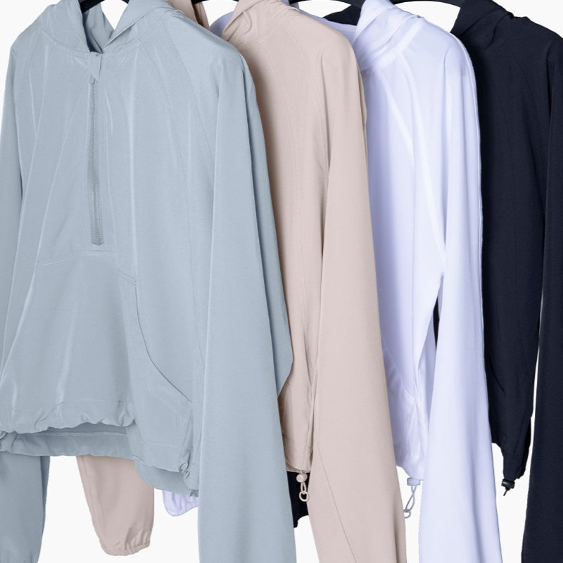 Half Zipper Drawstring Workout Clothes