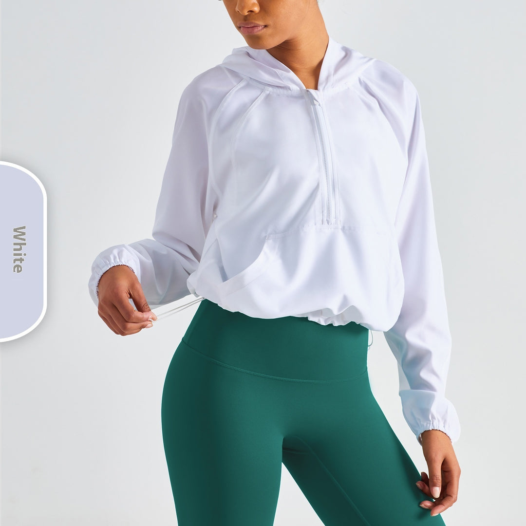 Half Zipper Drawstring Workout Clothes