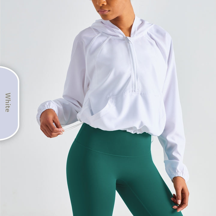 Half Zipper Drawstring Workout Clothes