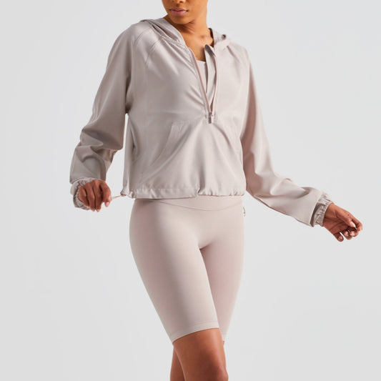 Half Zipper Drawstring Workout Clothes